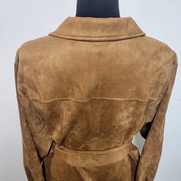 New! Everyday Jones Faux Suede Belted Duster Camel Brown 3X - Picture 9 of 14
